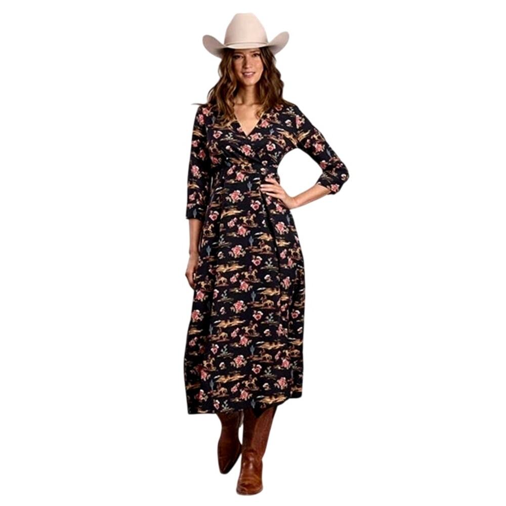 Stetson Night Ride Cowboy Floral Printed Long Dress XS